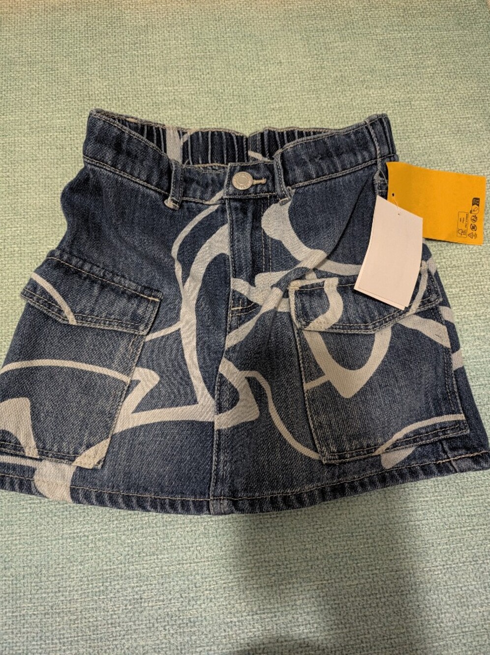 H&M Navy Denim Skirt with White Abstract Print - Kids
